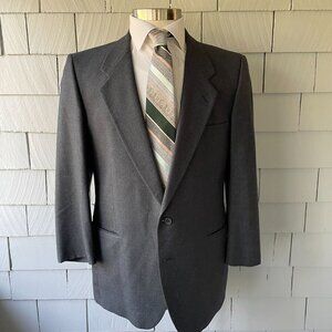 80s Vintage Yves Saint Laurent Mens Gray Wool 2-Button 5-Pocket Blazer Size 42